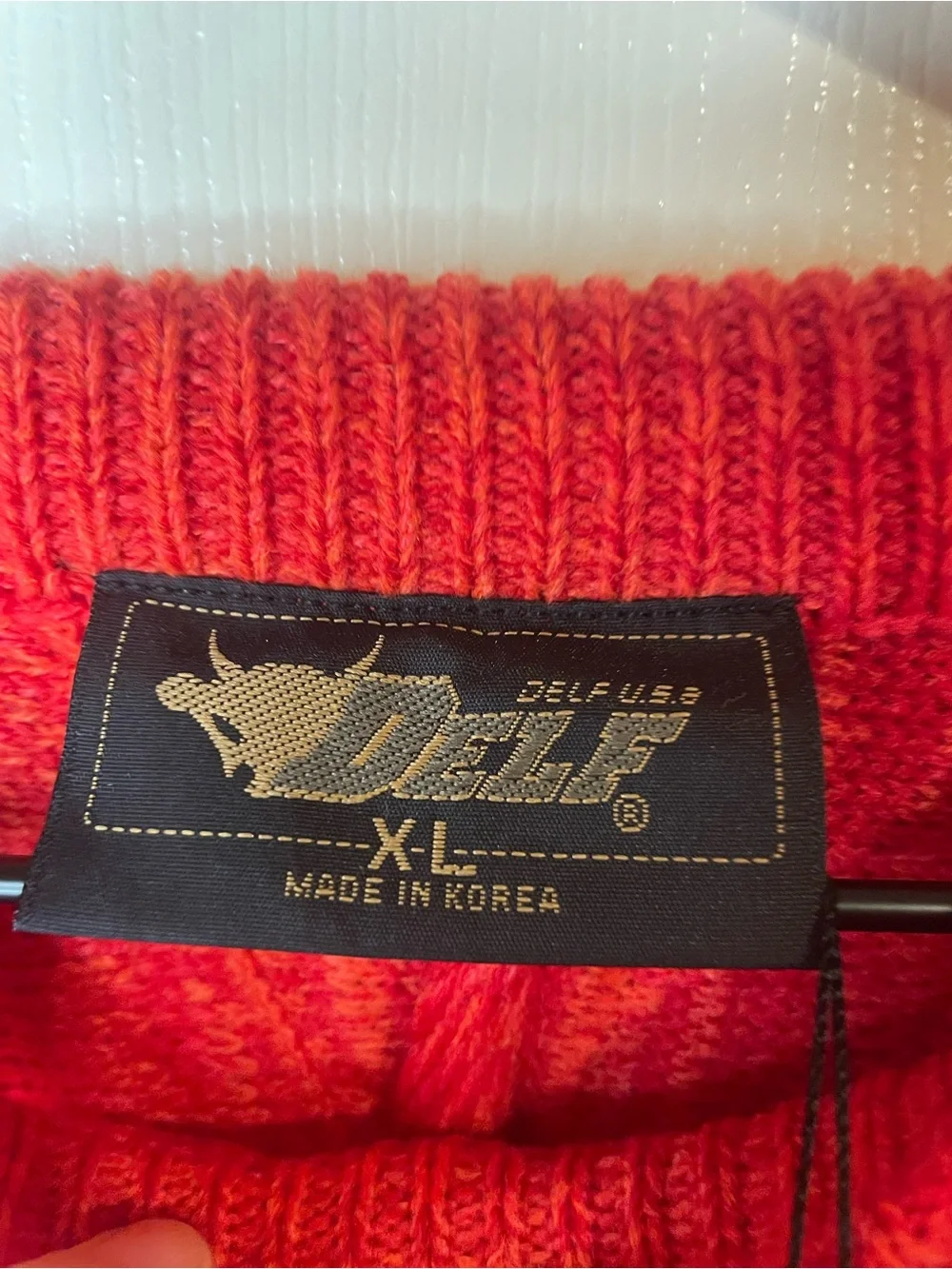 Delf USA COOGI Style Red Knit Crewneck Sweater Size XL - Picture 5 of 9